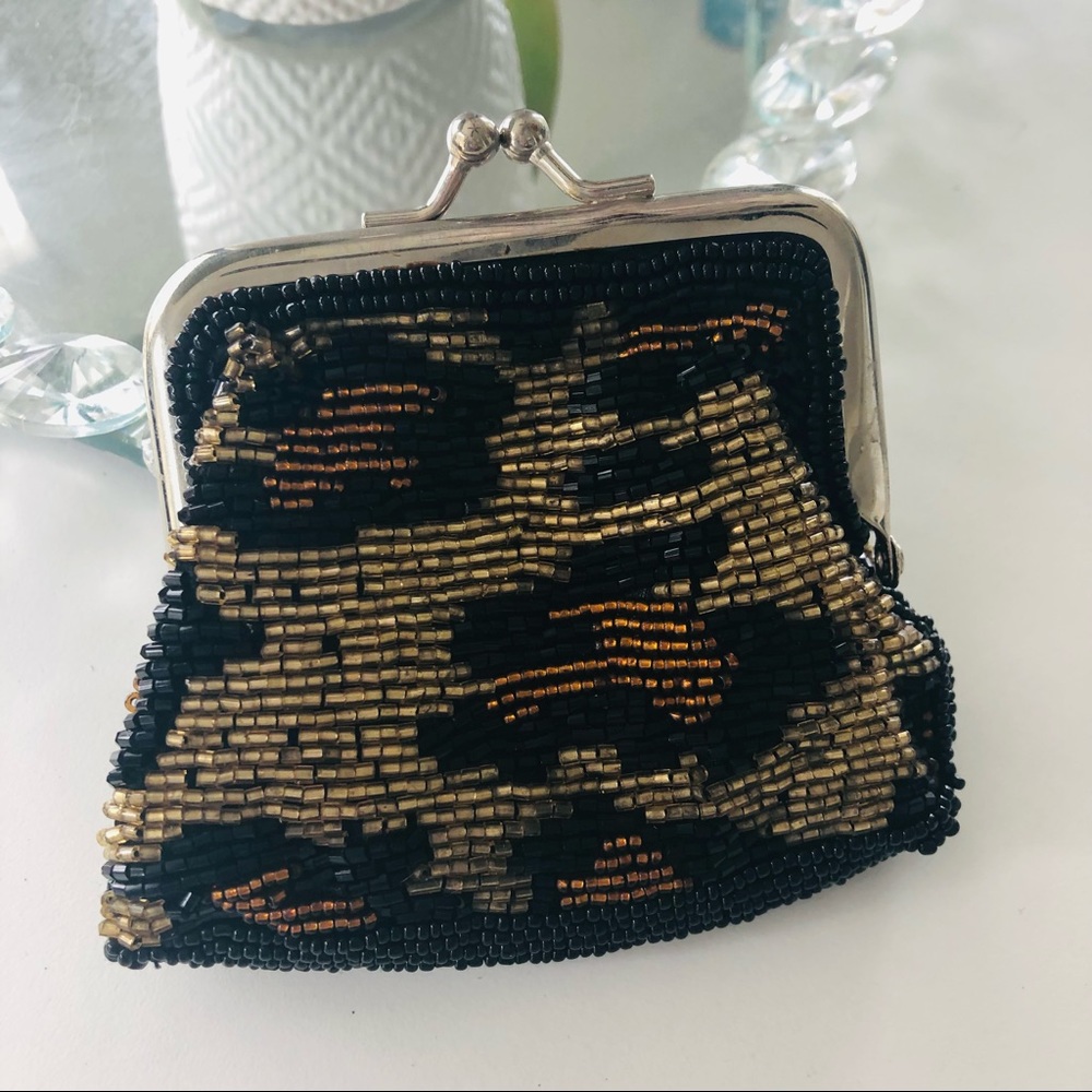 Animal Print Beaded Coin Purse